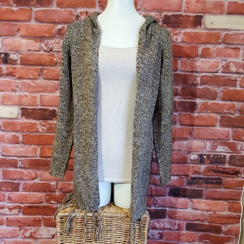 Marble brown and cream hooded cardigan